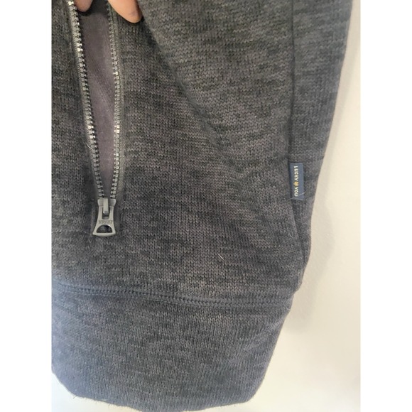Men's Lucky Brand Full Zip Active Wear Dark Gray Heavy Fleece Hoodie-Size XL - Picture 7 of 12